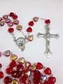 Red Metallic Heart Bead Rosary