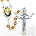 Padre Pio Yellow Crystal Bead Rosary