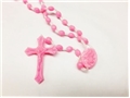 Pink Plastic Cord Rosary - Made in Italy