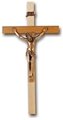 10-Inch Bleached Oak Wood & Gold Crucifix