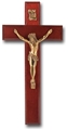 Dark Cherry and Gold Crucifix Right Facing