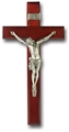 12-Inch Dark Cherry and Pewter Crucifix