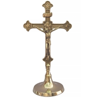 Brass Round Base Crucifix