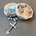 Blue Guardian Angel Rosary with Picture Box