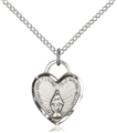 Silver Miraculous Communion Heart Pendant