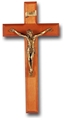 11 Inch Cherry Wood and Gold Wall Crucifix