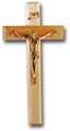 11-Inch Bleached Oak Wood & Gold Crucifix