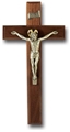Walnut and Antique Silver Crucifix