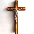 Two Tone Wooden Crucifix with Pewter Corpus