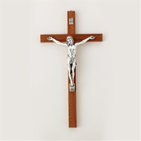 Italian Wooden Crucifix with Pewter Corpus