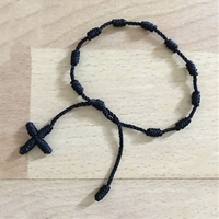 Black Knotted Cord Rosary Bracelet
