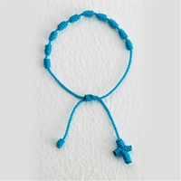 Blue Knotted Cord Rosary Bracelet