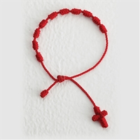 Red Knotted Cord Rosary Bracelet
