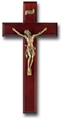 10-Inch Dark Cherry and Gold Crucifix