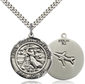 St Joseph Cupertino Sterling Silver Round Medal - 24-Inch Chain
