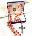 Christmas Rosary with Genuine Crystal with Rose Painted Inside