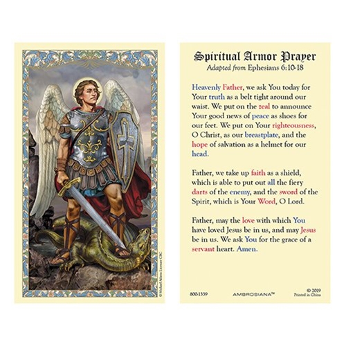 Michael Saint St Laminated Holy Card Spiritual Armor Prayer 