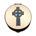 Size 2 Bronze Pyx with Pewter Irish Cross - holds 12-15 Hosts