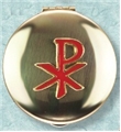 Red Chi Rho Polished Brass Pyx-2 inchx0.5 inch