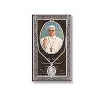 Pewter Pope Francis Pewter Medal on Chain with Prayer