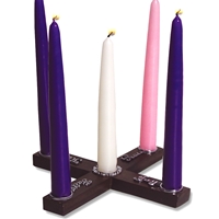 Hope Faith Joy Peace Wooden Advent Wreath  - Candles Included