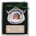 Baby's First Christmas Pewter Picture Frame Ornament in Gift Box