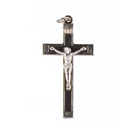 1.75-Inch Metal Crucifix with Black Inlay