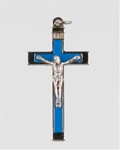 1.75-Inch Metal Crucifix with Blue Inlay