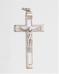 1.75-Inch Metal Crucifix with White Inlay