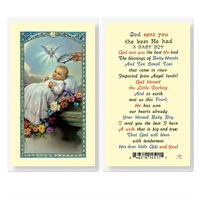 Baptism - Boy Laminated Holy Card
