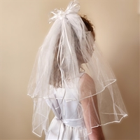 First Communion Veil - Bow & Net Comb Style