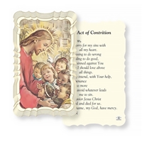 Act of Contrition Linen Holy Card