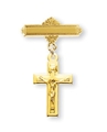 Gold over Sterling Silver Baby Pin with Tiny Cross