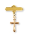 14kt Gold Over Sterling Tiny Fancy Cross with Baby Pin