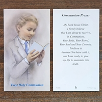 First Communion Boy Paper Prayer Card