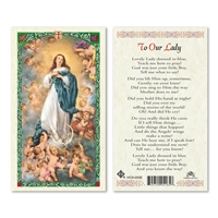 Immaculate Conception - To Our Lady - Laminated Prayer Card