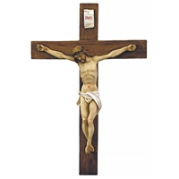 Hand-Painted Alabaster Crucifix - 15-Inch