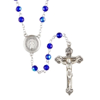 Miraculous Medal Crystal Rosary - Choose Color