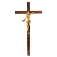Walnut and Gold Gift of the Spirit Crucifix - 22-Inch