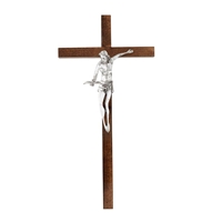 Walnut and Silver Gift of the Spirit Crucifix - 22-Inch
