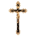 Crucifix with Floral Design - Golden Brown