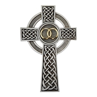 Fine Pewter Celtic Wedding Cross - Silver Finish - 8-Inch