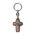 Pope Francis Crucifix Olivewood Keychain