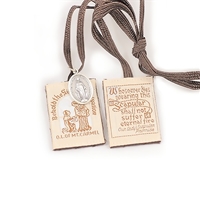 Traditional Brown Wool Scapular with Miraculous Medal - Washable