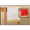 Reversible Table Runner - Red/White - Dove and Chi Rho