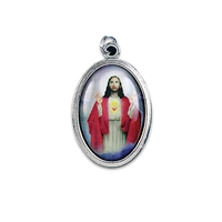 Sacred Heart Oxidized Picture Medal
