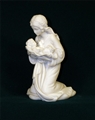 Kneeling Madonna and Child Statue - White Alabaster - 4-Inch