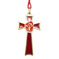 Red Enamel Confirmation Cross on Cord (Gold)