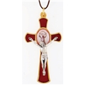 Red Enamel Confirmation Crucifix with Gold Outline