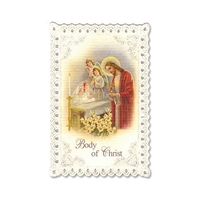 Kneeling Girl First Communion Lace Edged Holy Card